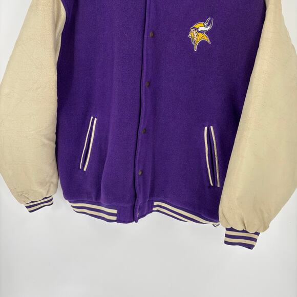 Vintage Minnesota Vikings Varsity Jacket XXL Men’s Logo Athletic Wool Leather - Picture 4 of 11